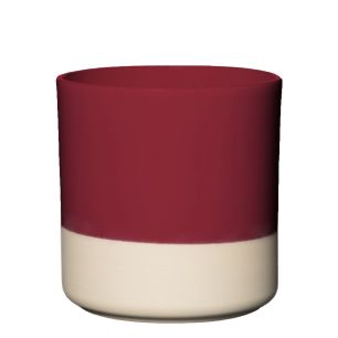 Cylinder Bloempot Keramiek Dip-Dye Bordeaux Rood h10 d10 