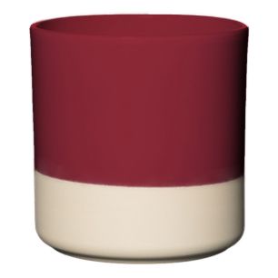 Cylinder Bloempot Keramiek Dip-Dye Bordeaux Rood h17 d17 