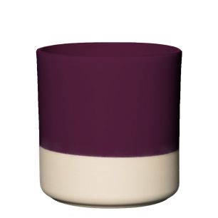Cylinder Bloempot Keramiek Dip-Dye Aubergine Paars h10 d10 