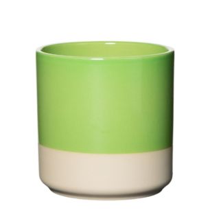 Cylinder Planter Ceramic Dip-Dye Light Green h10 d10