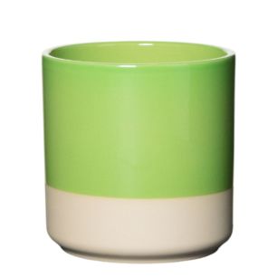Cylinder Planter Ceramic Dip-Dye Light Green h13 d13 