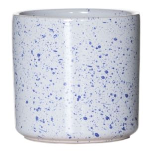 Cylinder Bloempot Keramiek Dip-Dye Dots Wit h10 d10 