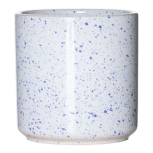 Cylinder Bloempot Keramiek Dip-Dye Dots Wit h13 d13 