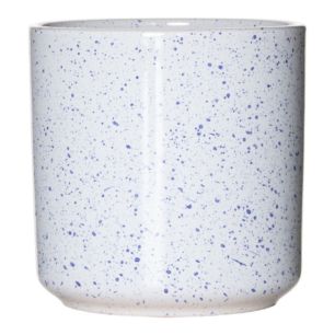 Cylinder Bloempot Keramiek Dip-Dye Dots Wit h15 d15 