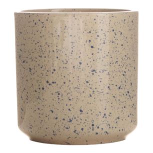 Cylinder Bloempot Keramiek Dip-Dye Dots Grijs h15 d15 