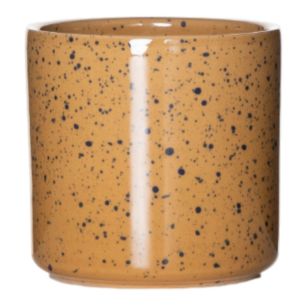 Cylinder Bloempot Keramiek Dip-Dye Dots Oker Geel h10 d10 