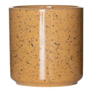 Cylinder Bloempot Keramiek Dip-Dye Dots Oker Geel h13 d13 