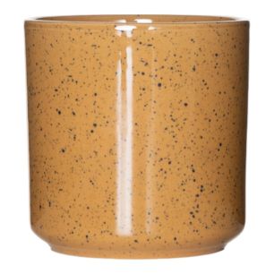 Cylinder Bloempot Keramiek Dip-Dye Dots Oker Geel h15 d15 