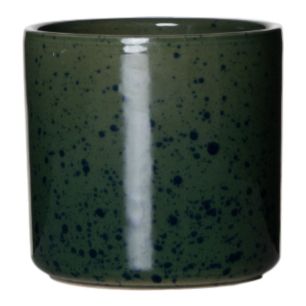 Cylinder Bloempot Keramiek Dip-Dye Dots Donker Groen h10 d10