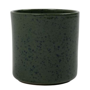 Cylinder Bloempot Keramiek Dots Donker Groen h15 d15