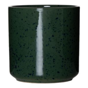 Cylinder Bloempot Keramiek Dip-Dye Dots Donker Groen h15 d15