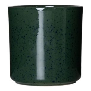 Cylinder Bloempot Keramiek Dip-Dye Dots Donker Groen h17 d17 