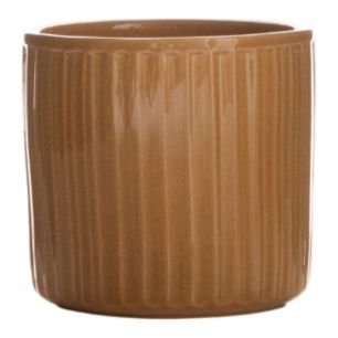 Cylinder Bloempot Keramiek Stripe Oker Geel h10 d10 