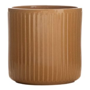 Cylinder Bloempot Keramiek Stripe Oker Geel h13 d13 