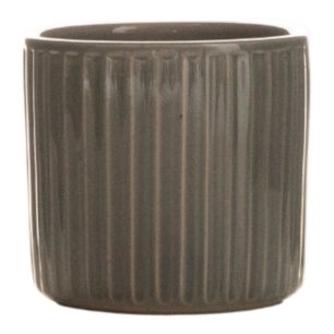 Cylinder Bloempot Keramiek Stripe Grijs h10 d10 