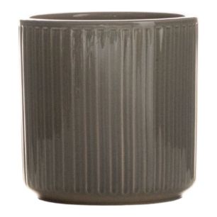 Cylinder Bloempot Keramiek Stripe Grijs h13 d13 