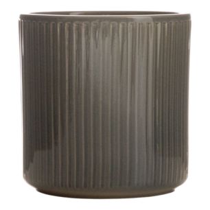 Cylinder Bloempot Keramiek Stripe Grijs h17 d17 