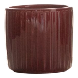 Cylinder Bloempot Keramiek Stripe Bordeaux Rood h10 d10 