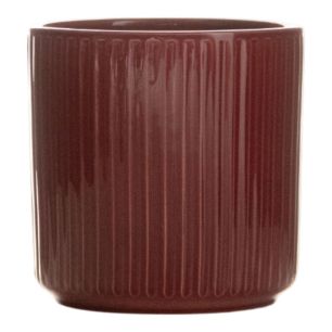 Cylinder Bloempot Keramiek Stripe Bordeaux Rood h13 d13 