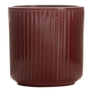 Cylinder Bloempot Keramiek Stripe Bordeaux Rood h15 d15 