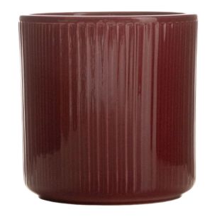 Cylinder Bloempot Keramiek Stripe Bordeaux Rood h17 d17 