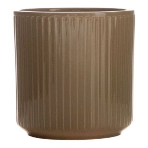 Cylinder Bloempot Keramiek Stripe Grijs Groen h15 d15