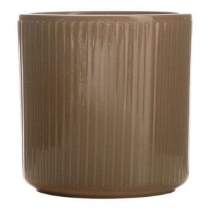 Cylinder Bloempot Keramiek Stripe Grijs Groen h17 d17 