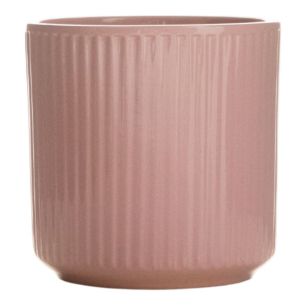 Cylinder Bloempot Keramiek Stripe Zacht Roze h15 d15 