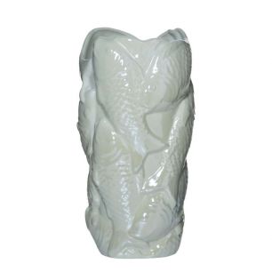 Vase Keramik Fische perlweiss h37 d14,5cm