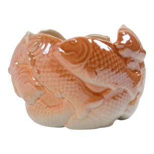 Vase Ceramic fishes orange h12 d17cm