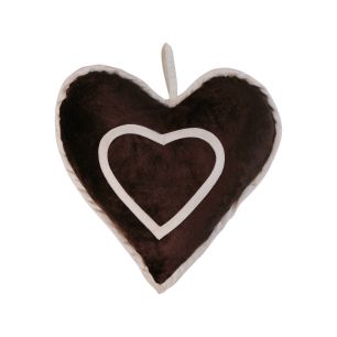 Heart Valentin coussin brun 25x23cm 