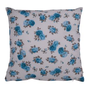 Cushion Two flowers chambray 45x45 turquoise