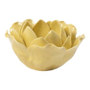 Photophore lotus 3 fleur jaune h5,5 d11,5cm