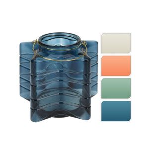 Glass Lantern colour assorted h23 