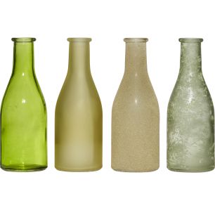 Kraft-Box Vase bouteille vert h18 d6x26,5cm (set of 4)