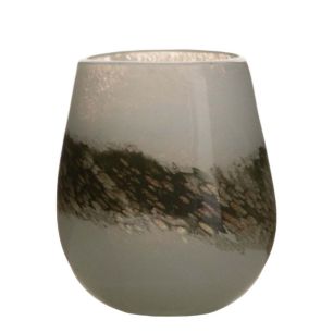 Vaas Lucent mondgeblazen wit groen h12 d10cm