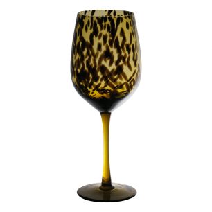 Leopard wit wijnglas amber H22,5 D8 