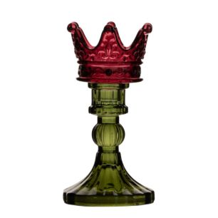 Tealightholder crown purple/green h 15 d 8 cm