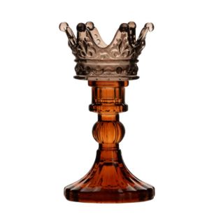 Tealightholder crown taupe/orange h 15 d 8 cm