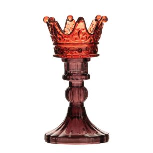 Tealightholder crown pink/brown h 15 d 8 cm