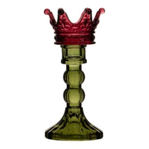 Tealightholder crown purple/green h 17,5 d 8 cm