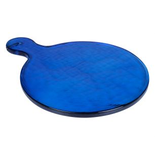 Hammered Glass Servingboard Round Blue H1 D23 