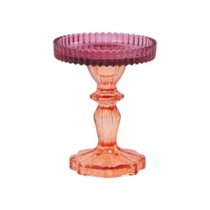 Kandelaar glas 2-kleur oranje paars h12,5 d10 cm