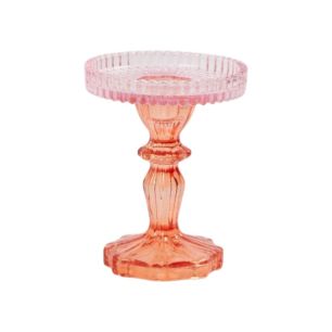 Kandelaar glas 2-kleur oranje roze h12,5 d10 cm