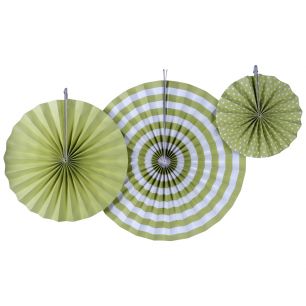 Paper Celery Green Fan Set of 3