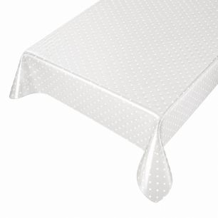 Transparente Tischdecke mit weissen Punkte 140cmx20mtr
