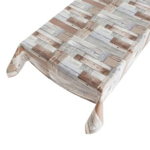 Patchwood Pvc Tablecloth grey/brown 140cmx20mtr 