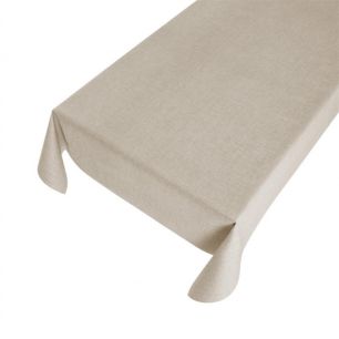 Linen Look Embossing Tafelzeil zandkleur 140cmx20mtr 
