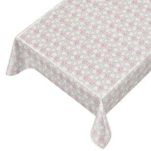 Mini floral tablecloth lace look white-pink 137cmx20mtr 