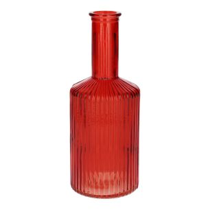Vaas Caro Lines Neck Transparant cherry rood